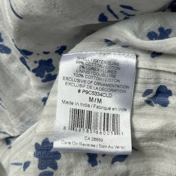 PARKER Payton Illusion Stripe Floral Blouse White Floral Coquette Cottagecore m - Picture 4 of 8